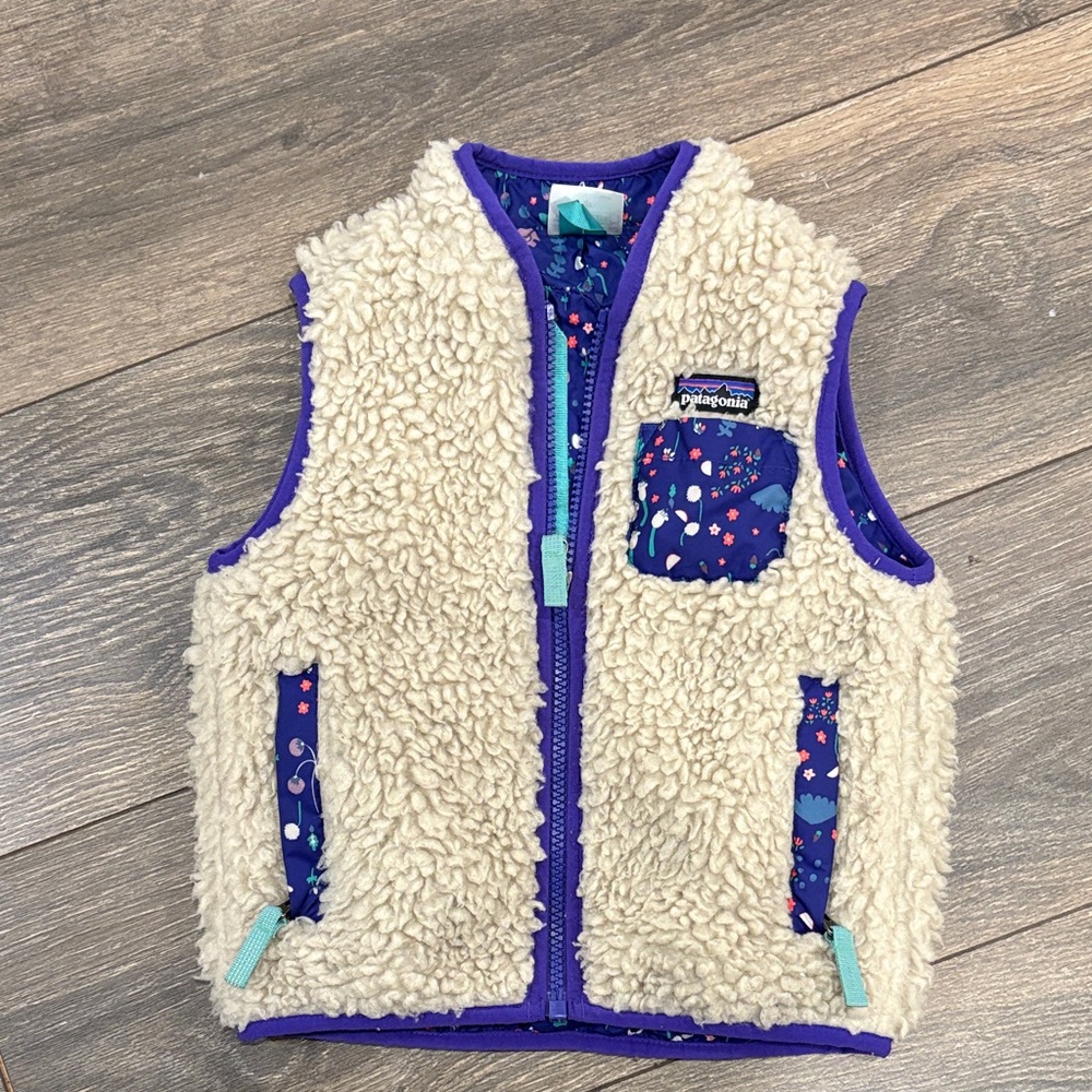 Patagonia Kids' Fleece Vest - Cream and Purple